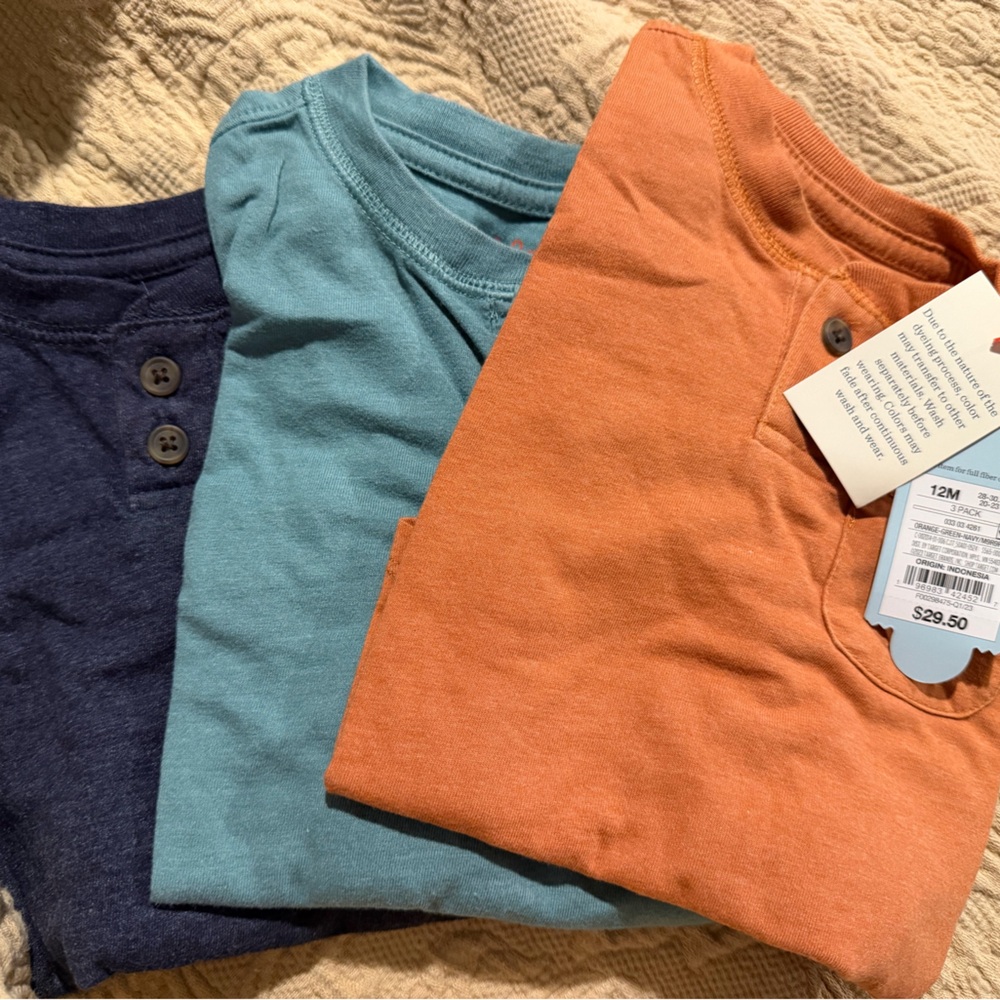 Cat & Jack Long Sleeve Tees in Orange, Blue, and Navy